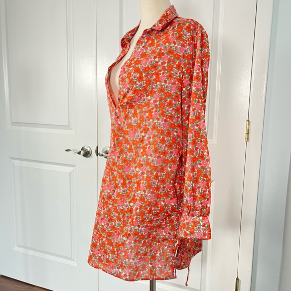 J.Crew Cotton voile tunic cover-up with side ties in brilliant blooms si… - Picture 8 of 14